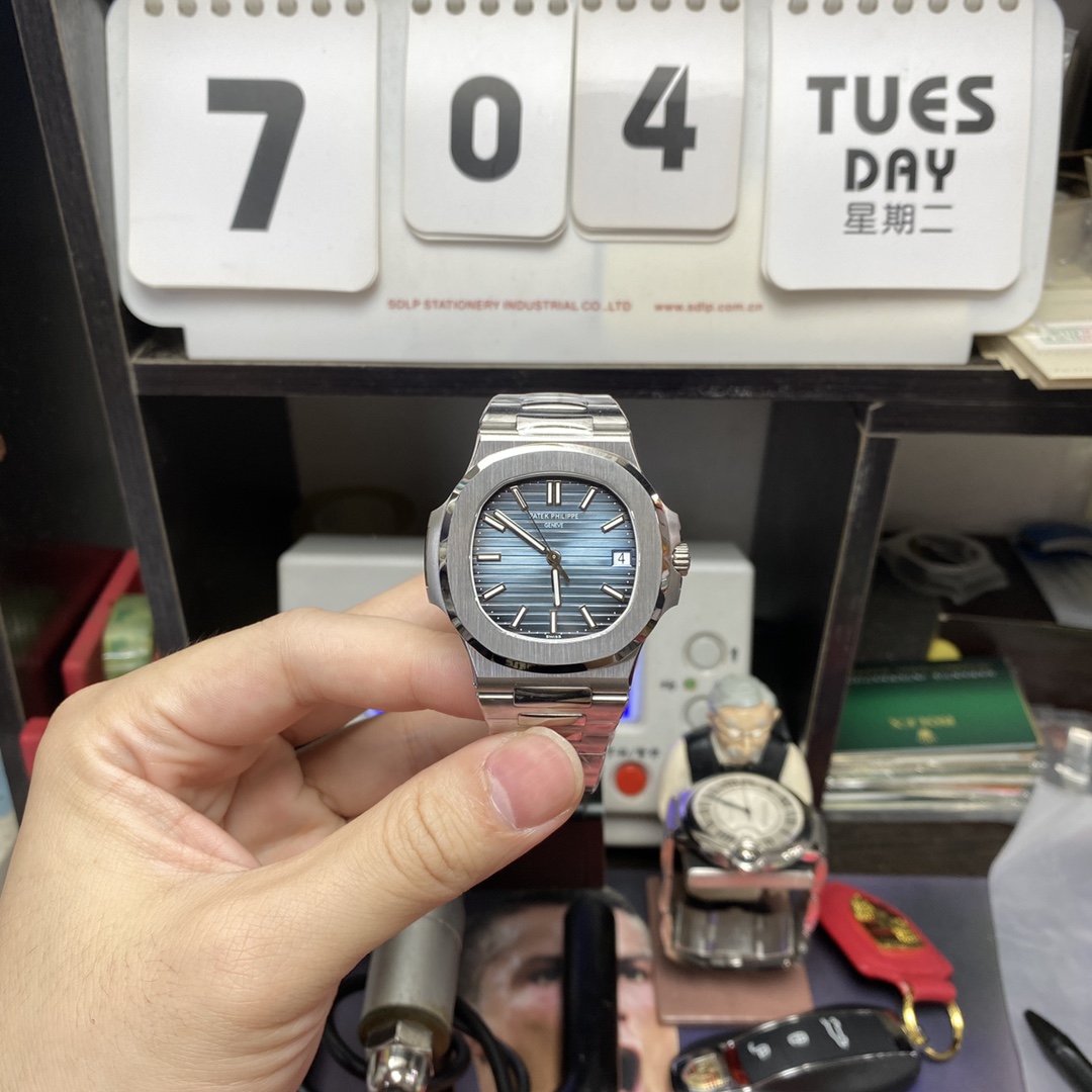 Patek Philippe Nautilus series 57111A 010, Stainless Steel Case Grey-Blue Dial Stainless Steel Bracelet, 40mm Size.