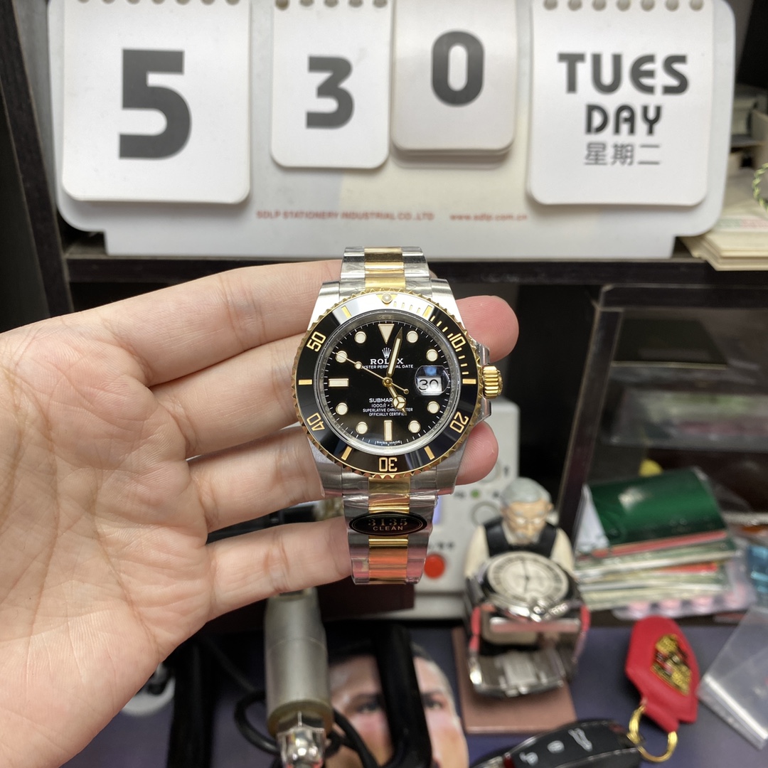 Rolex Submariner Series 116613LN-0001, Two-Tone Black Submariner, 40mm size.