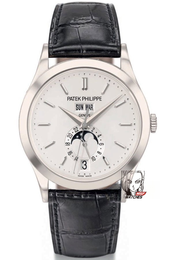 Patek Philippe Complicated Chronograph Series 5396G-011, white dial, Day Month Date and Moon Phase Complications function, 38.5mm Size.
