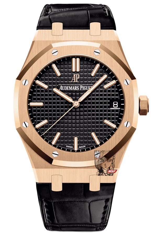 Audemars Piguet Royal Oak Offshore Series 15500OR.OO.D002CR.01, Rose Gold Case Black Dial Leather Strap, 41mm Size.