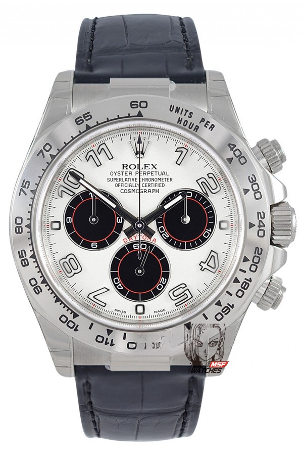 Rolex Cosmograph Daytona Series 116519-L(FC), Platinum Panda Dial White Face Black Bezel Roman Numerals, 40mm size.