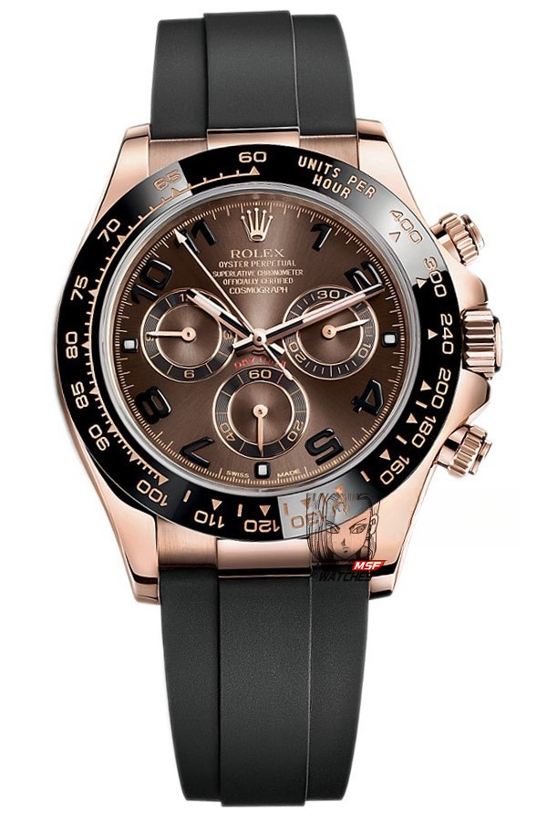 Rolex Cosmograph Daytona Series M116515ln-0015, Rose Gold Case Coffee Dial with Numerals Ceramic Bezel, 40 mm size.