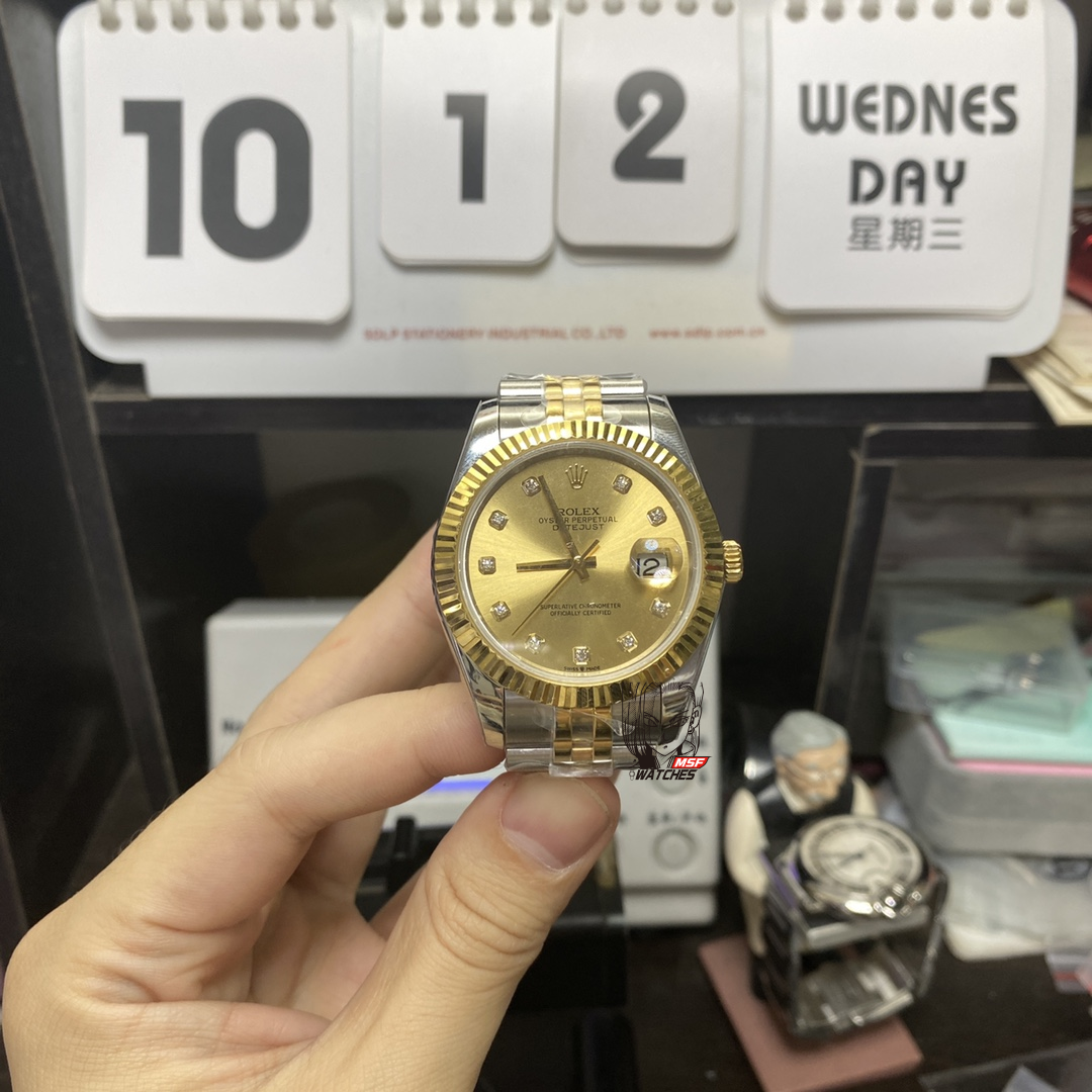 Rolex Datejust Series m126303-0012, Gold Dial Yellow Gold Case, 41mm Size, Jubilee Bracelet.