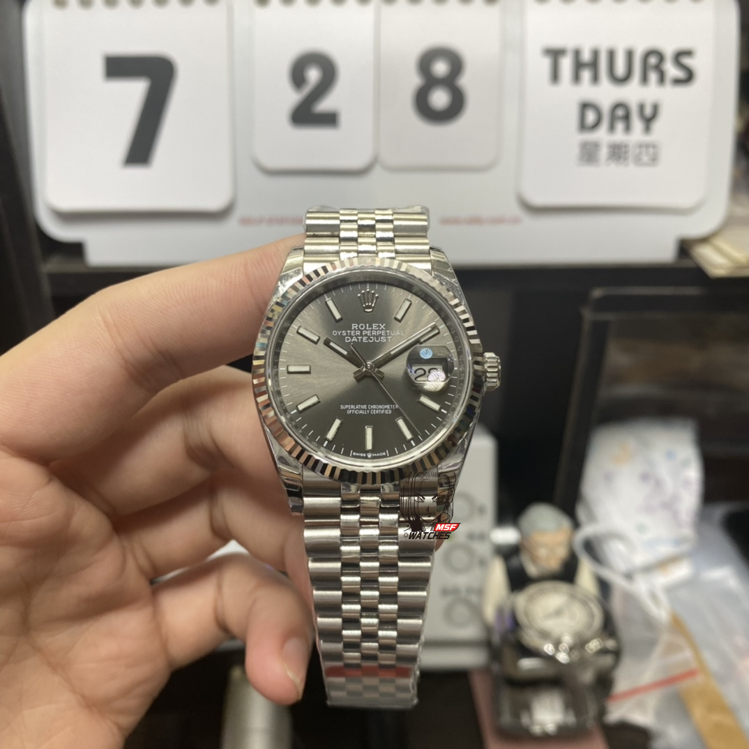 Rolex Datejust series grey DIAL outer ring dog tooth ring size 36mm Size