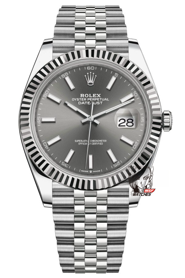 Rolex Datejust Series m126334-0014, Grey Dial, 41mm size, Jubilee stainless steel bracelet.