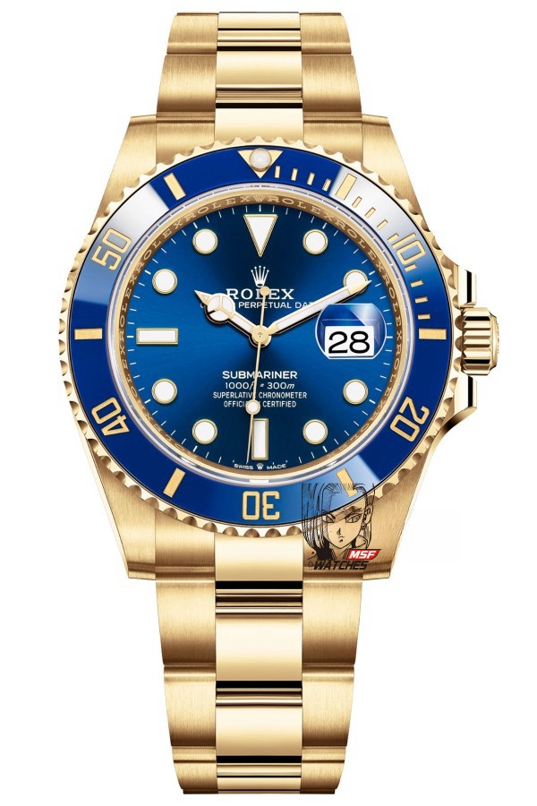 Rolex Submariner Series m126618lb-0002, All-Gold Blue Submariner, 41mm size.