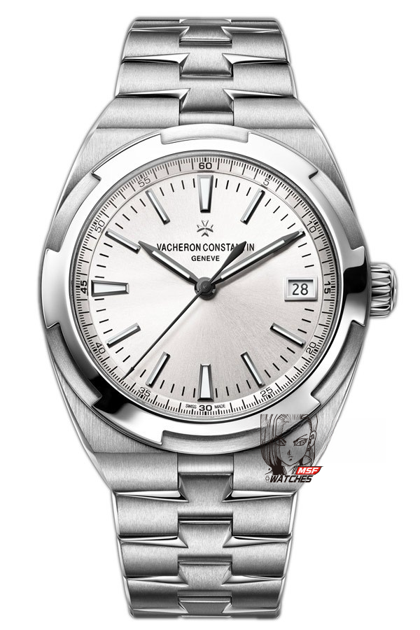 Vacheron Constantin Overseas Collections series 4500V110A-B126, White Dial Steel Bracelet Sunburst Patterned Brushed Dial, 41mm Size.
