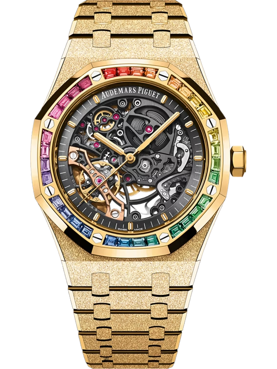 Audemars Piguet Royal Oak Series Frosted Gold Double Balance Wheel Openworked Watch 41mm