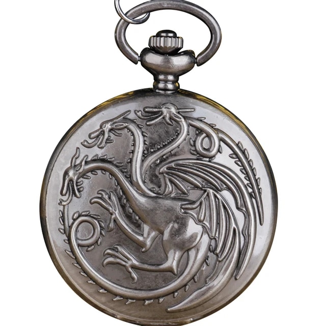 Vintage Bronze Chinese Style Dragon Design Quartz Pocket Watch With Necklace Chain Best Gift CF1039