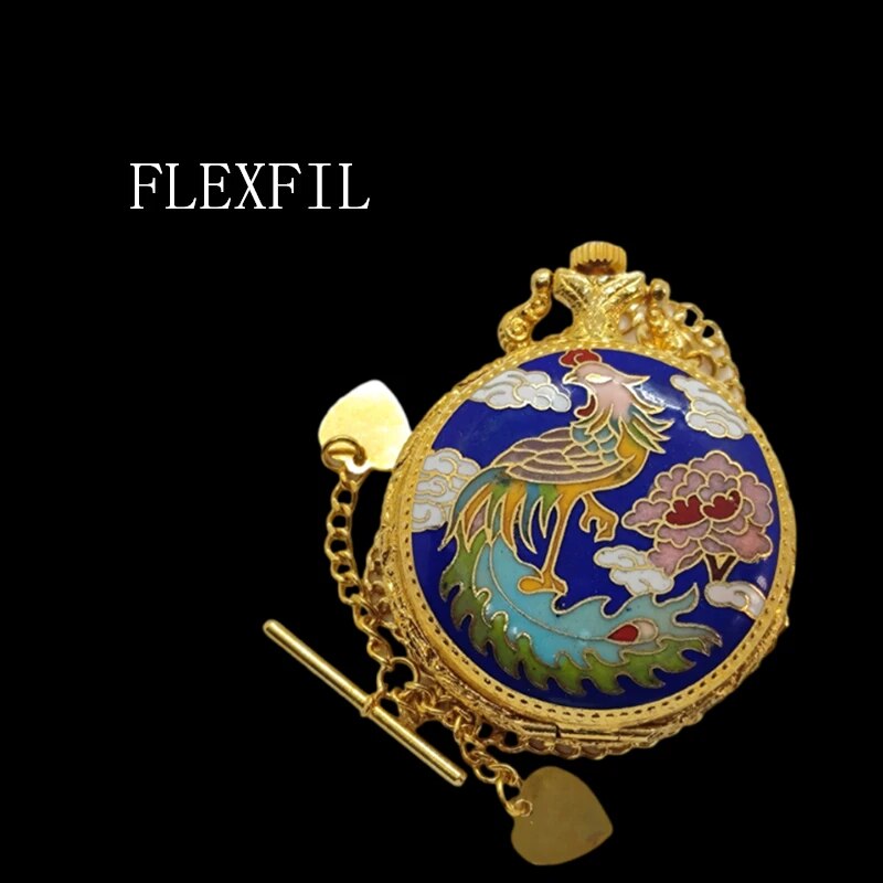 HAND-MADE FLEXFIL Shanghai Original Brand Vintage cloisonne Handmade high quality 40 mm waterproof Manual machinery Pocket Wristwatches