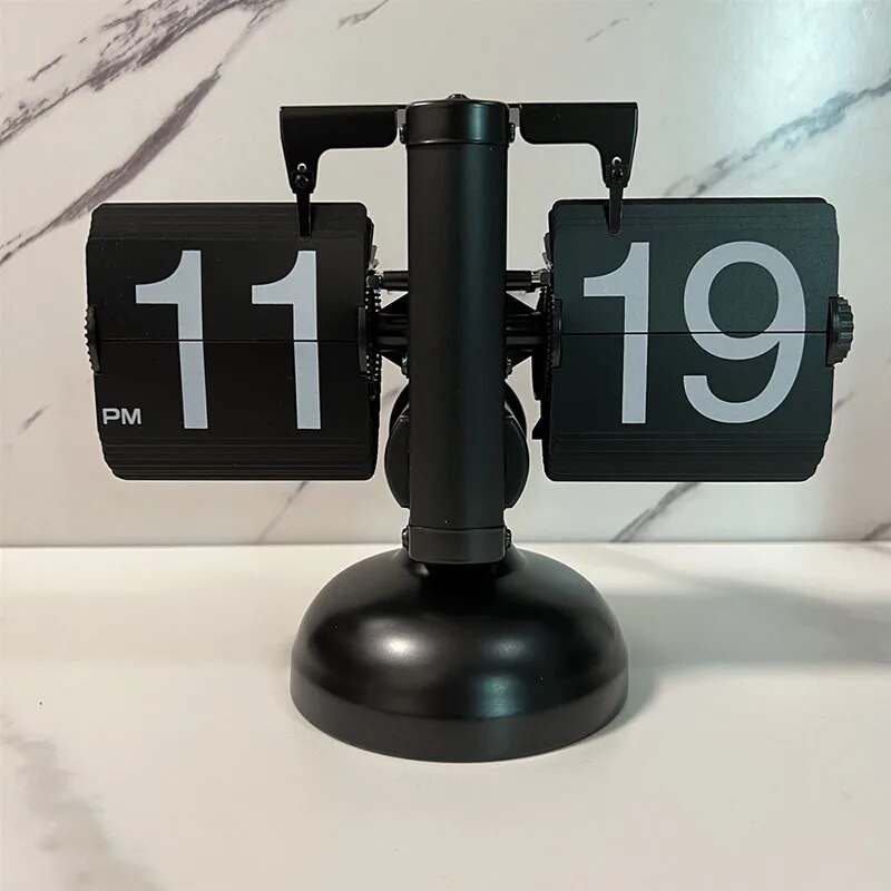 Retro Flip Digital Clock Mechanical Automatically Flip Down Page Table Clock Office Flip Digital Clock Home Decor Crafts Clock