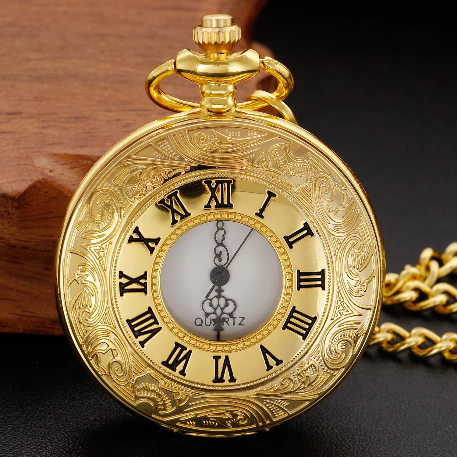 Luxury Gold Quartz Pocket Watch for Men Women Roman Digital Steampunk Vintage Pocket&Fob Chain Necklace Clock