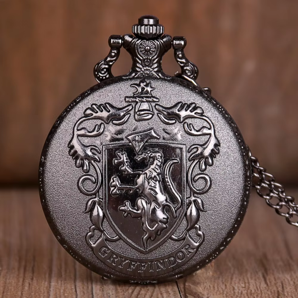 Black Vintage Magic Pocket Watch with Chain Collection Steampunk Pendant Clock Accessory Kids Souvenir Gift XH3018